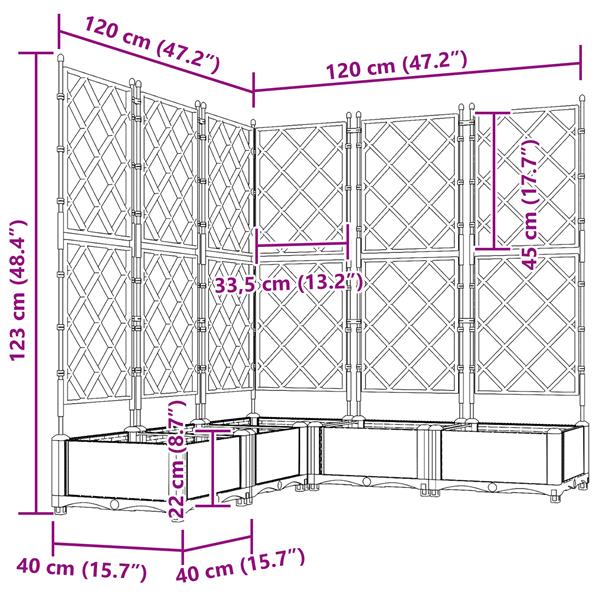Grote foto vidaxl plantenbakken 5 st met latwerk 120x120x125 5 cm grijs tuin en terras overige tuin en terras