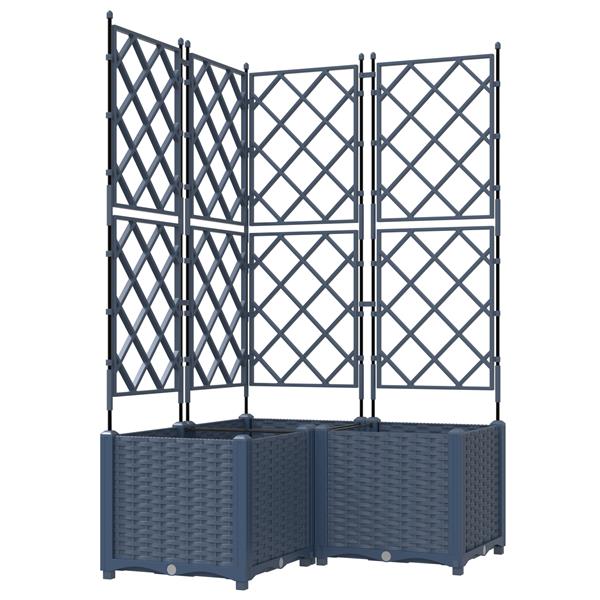 Grote foto vidaxl plantenbakken 3 st met latwerk 80x80x143 cm grijs tuin en terras overige tuin en terras