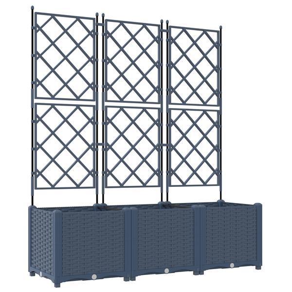 Grote foto vidaxl plantenbakken 3 st met latwerk 120x40x143 cm grijs tuin en terras overige tuin en terras