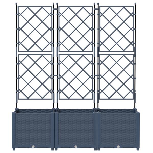 Grote foto vidaxl plantenbakken 3 st met latwerk 120x40x143 cm grijs tuin en terras overige tuin en terras