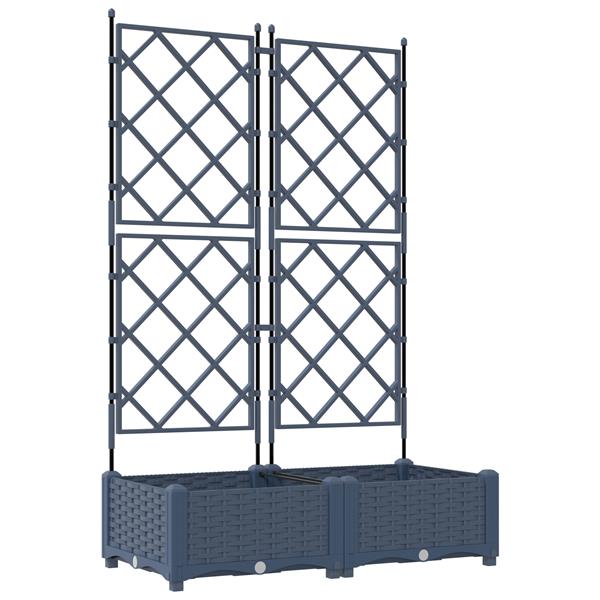 Grote foto vidaxl plantenbakken 2 st met latwerk 80x40x125 5 cm grijs tuin en terras overige tuin en terras