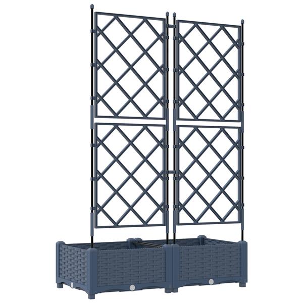 Grote foto vidaxl plantenbakken 2 st met latwerk 80x40x125 5 cm grijs tuin en terras overige tuin en terras