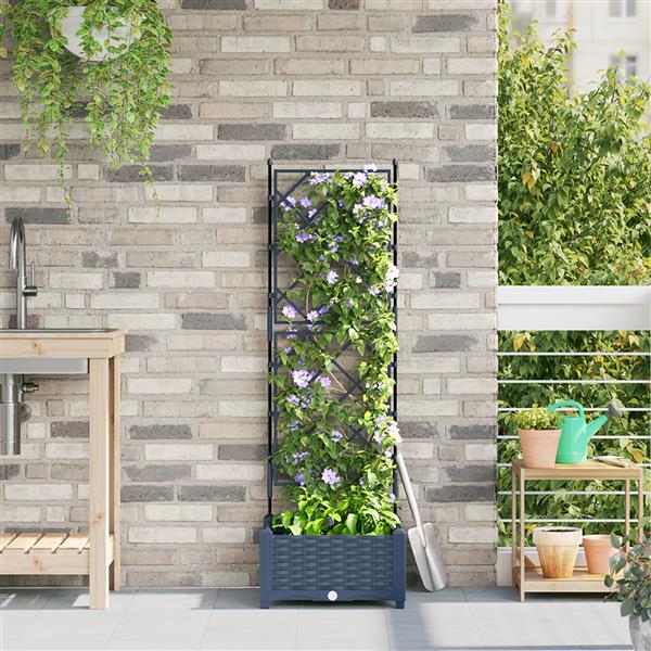 Grote foto vidaxl plantenbak met latwerk 40x40x125 5 cm grijs tuin en terras overige tuin en terras