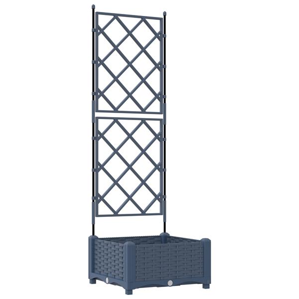 Grote foto vidaxl plantenbak met latwerk 40x40x125 5 cm grijs tuin en terras overige tuin en terras