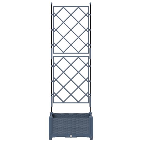 Grote foto vidaxl plantenbak met latwerk 40x40x125 5 cm grijs tuin en terras overige tuin en terras