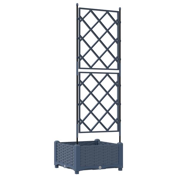 Grote foto vidaxl plantenbak met latwerk 40x40x125 5 cm grijs tuin en terras overige tuin en terras