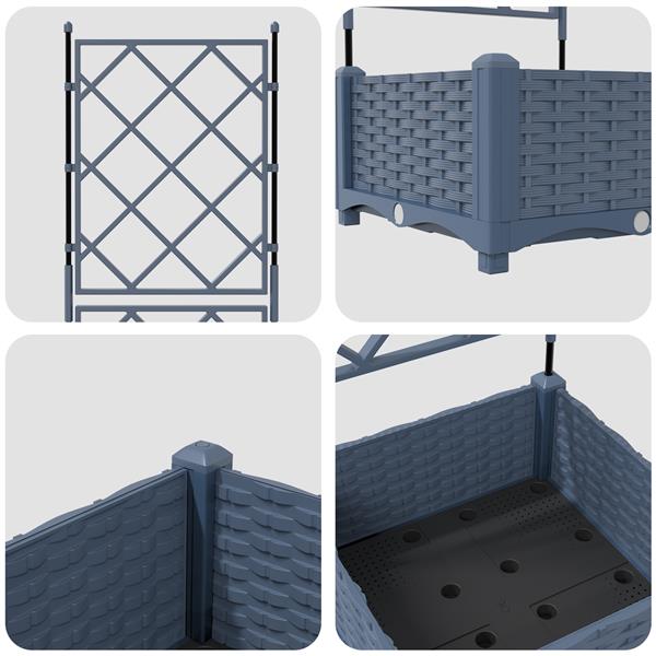 Grote foto vidaxl plantenbak met latwerk 40x40x125 5 cm grijs tuin en terras overige tuin en terras