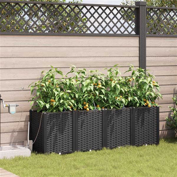 Grote foto vidaxl plantenbakken 4 st met waterirrigatiesysteem zwart tuin en terras overige tuin en terras