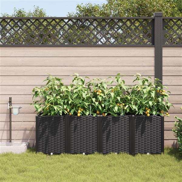 Grote foto vidaxl plantenbakken 4 st met waterirrigatiesysteem zwart tuin en terras overige tuin en terras