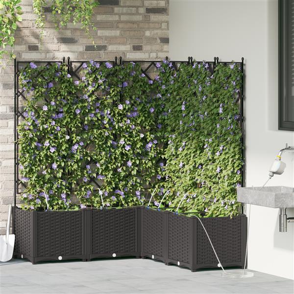 Grote foto vidaxl plantenbakken 5 st met waterirrigatiesysteem zwart tuin en terras overige tuin en terras