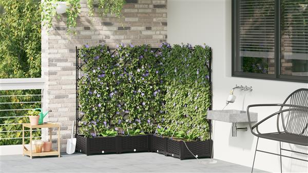 Grote foto vidaxl plantenbakken 5 st met waterirrigatiesysteem zwart tuin en terras overige tuin en terras