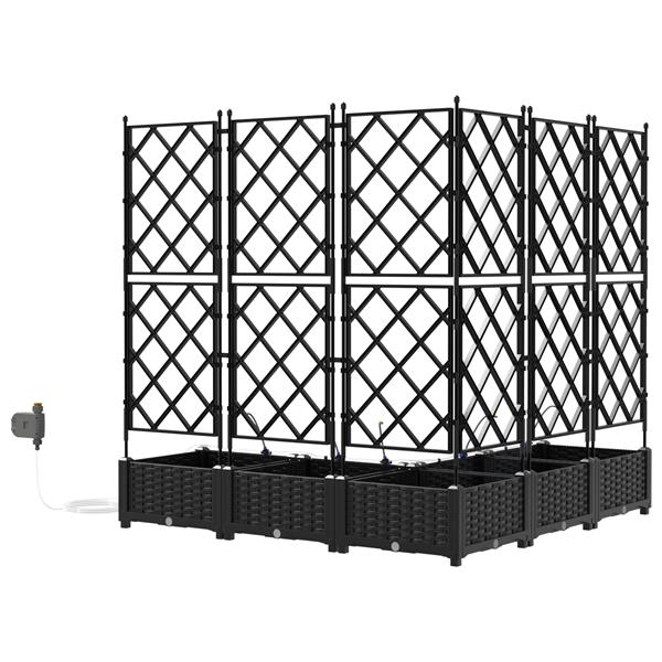 Grote foto vidaxl plantenbakken 5 st met waterirrigatiesysteem zwart tuin en terras overige tuin en terras