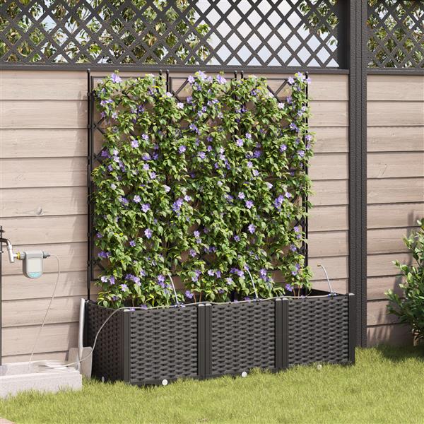 Grote foto vidaxl plantenbakken 3 st met waterirrigatiesysteem zwart tuin en terras overige tuin en terras