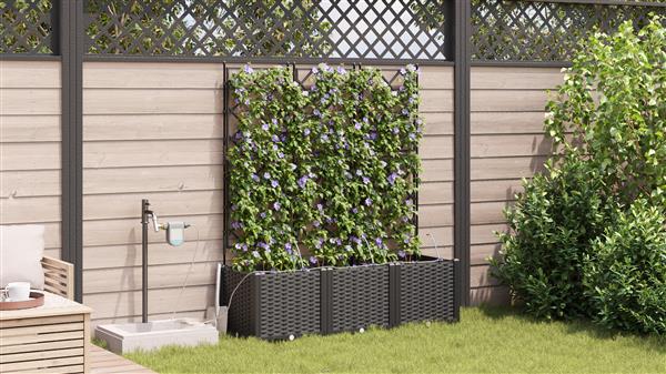 Grote foto vidaxl plantenbakken 3 st met waterirrigatiesysteem zwart tuin en terras overige tuin en terras