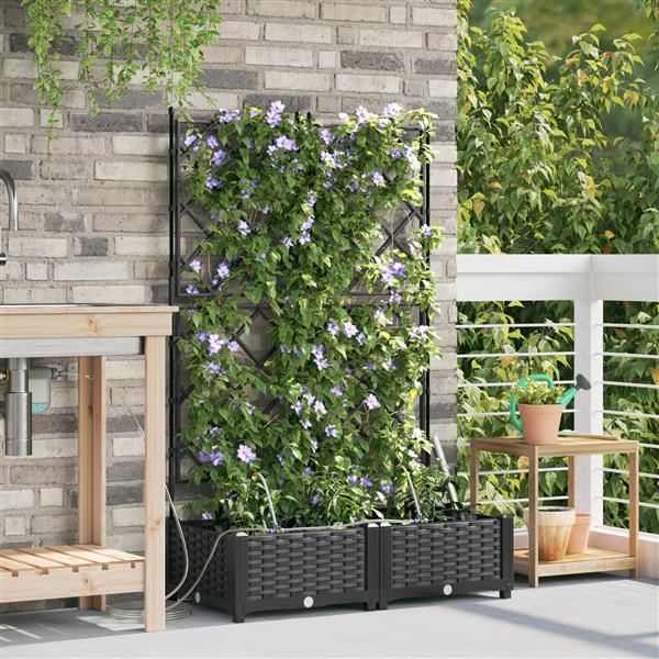 Grote foto vidaxl plantenbakken 2 st met waterirrigatiesysteem zwart tuin en terras overige tuin en terras