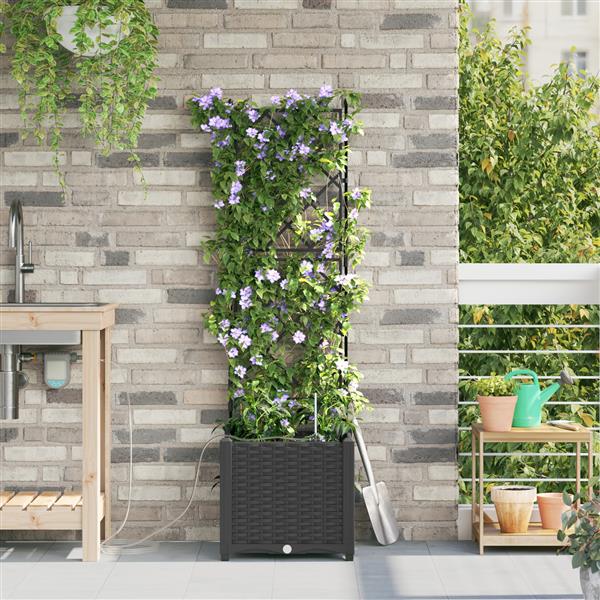 Grote foto vidaxl plantenbak met waterirrigatiesysteem zwart tuin en terras overige tuin en terras