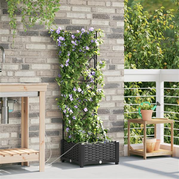 Grote foto vidaxl plantenbak met waterirrigatiesysteem zwart tuin en terras overige tuin en terras