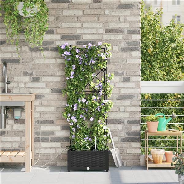 Grote foto vidaxl plantenbak met waterirrigatiesysteem zwart tuin en terras overige tuin en terras