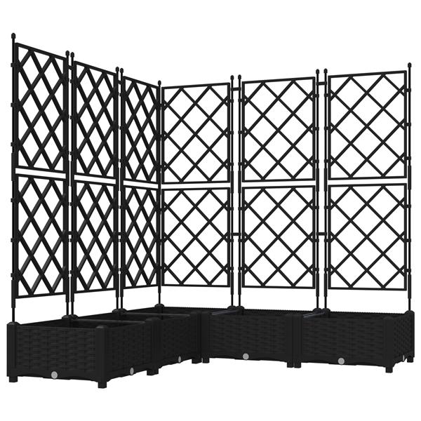 Grote foto vidaxl plantenbakken 5 st met latwerk 120x120x125 5 cm zwart tuin en terras overige tuin en terras