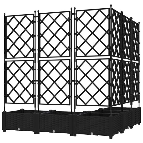 Grote foto vidaxl plantenbakken 5 st met latwerk 120x120x125 5 cm zwart tuin en terras overige tuin en terras