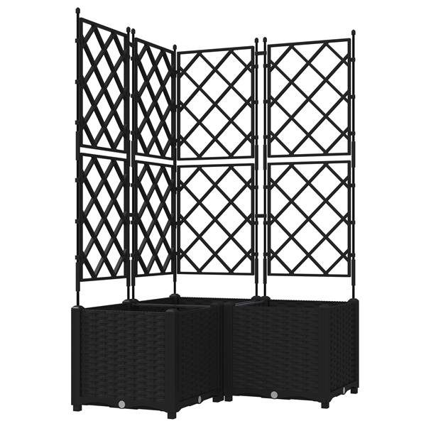 Grote foto vidaxl plantenbakken 3 st met latwerk 80x80x143 cm zwart tuin en terras overige tuin en terras
