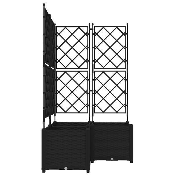 Grote foto vidaxl plantenbakken 3 st met latwerk 80x80x143 cm zwart tuin en terras overige tuin en terras