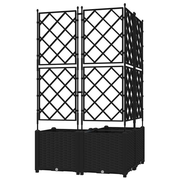 Grote foto vidaxl plantenbakken 3 st met latwerk 80x80x143 cm zwart tuin en terras overige tuin en terras