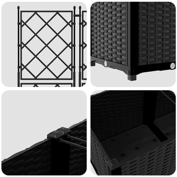 Grote foto vidaxl plantenbakken 3 st met latwerk 80x80x143 cm zwart tuin en terras overige tuin en terras