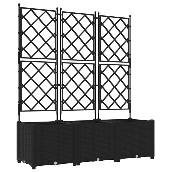 Grote foto vidaxl plantenbakken 3 st met latwerk 120x40x143 cm zwart tuin en terras overige tuin en terras
