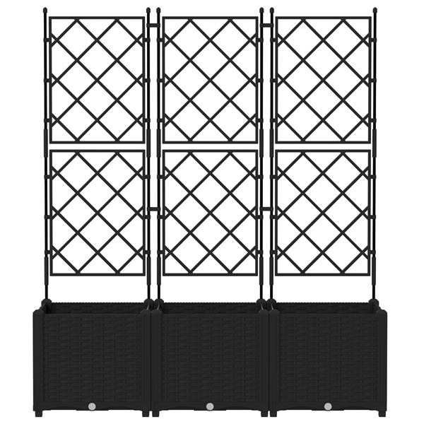 Grote foto vidaxl plantenbakken 3 st met latwerk 120x40x143 cm zwart tuin en terras overige tuin en terras