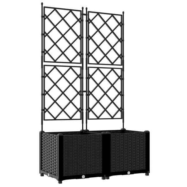 Grote foto vidaxl plantenbakken 2 st met latwerk 80x40x143 cm zwart tuin en terras overige tuin en terras