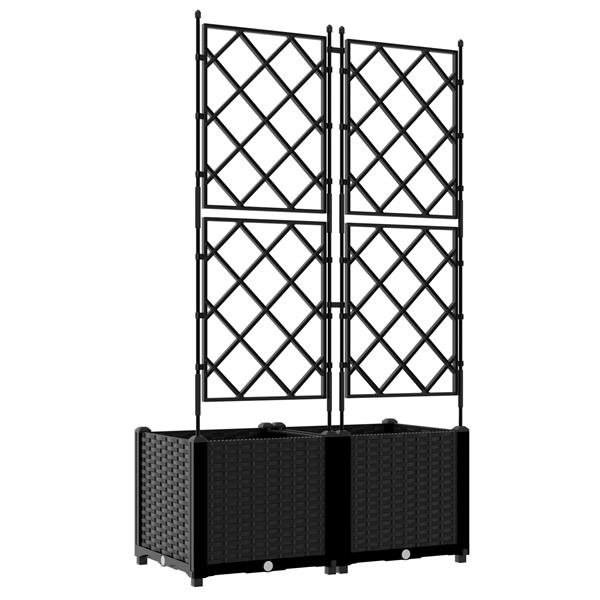 Grote foto vidaxl plantenbakken 2 st met latwerk 80x40x143 cm zwart tuin en terras overige tuin en terras