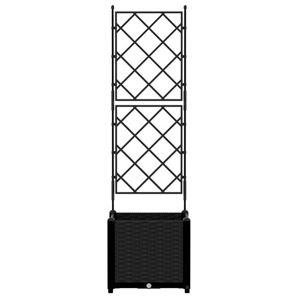 Grote foto vidaxl plantenbak met latwerk 40x40x143 cm zwart tuin en terras overige tuin en terras