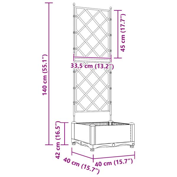 Grote foto vidaxl plantenbak met latwerk 40x40x125 5 cm zwart tuin en terras overige tuin en terras