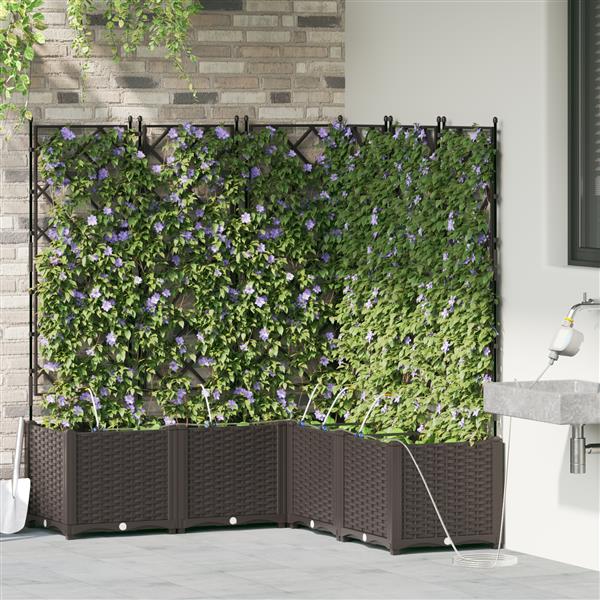 Grote foto vidaxl plantenbakken 5 st met waterirrigatiesysteem bruin tuin en terras overige tuin en terras
