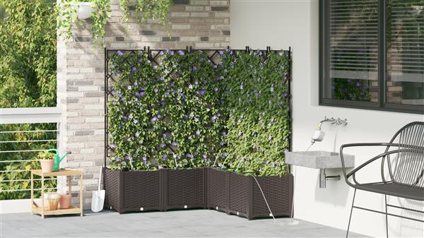 Grote foto vidaxl plantenbakken 5 st met waterirrigatiesysteem bruin tuin en terras overige tuin en terras