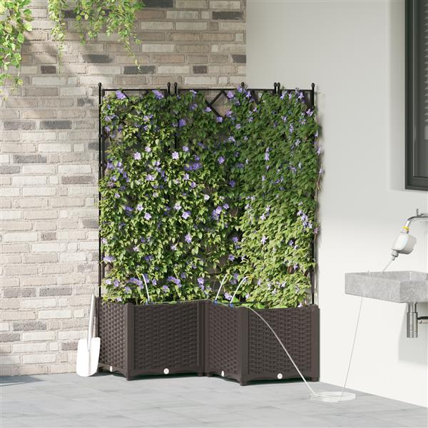 Grote foto vidaxl plantenbakken 3 st met waterirrigatiesysteem bruin tuin en terras overige tuin en terras