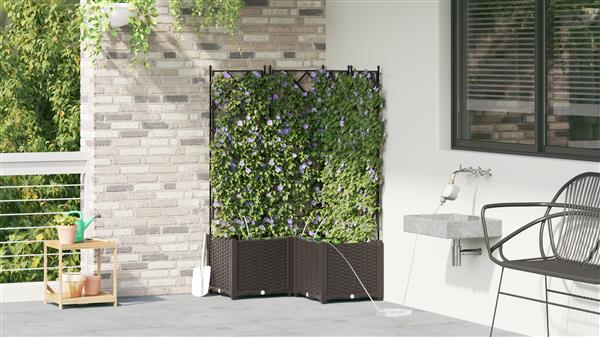 Grote foto vidaxl plantenbakken 3 st met waterirrigatiesysteem bruin tuin en terras overige tuin en terras