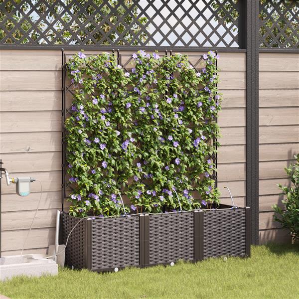 Grote foto vidaxl plantenbakken 3 st met waterirrigatiesysteem bruin tuin en terras overige tuin en terras