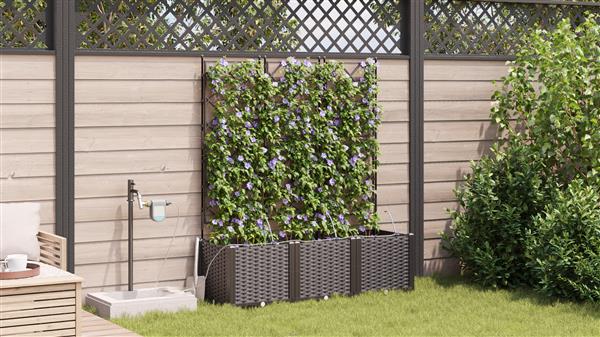 Grote foto vidaxl plantenbakken 3 st met waterirrigatiesysteem bruin tuin en terras overige tuin en terras