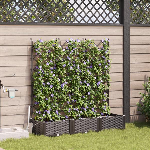 Grote foto vidaxl plantenbakken 3 st met waterirrigatiesysteem bruin tuin en terras overige tuin en terras