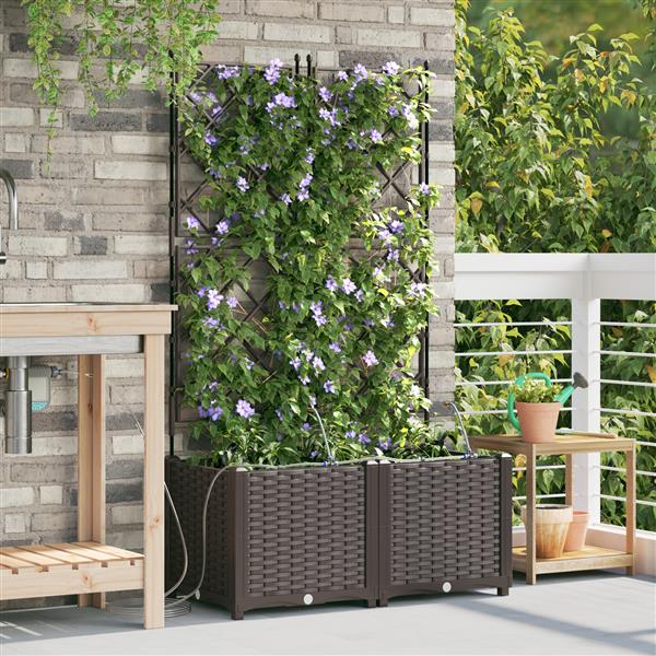 Grote foto vidaxl plantenbakken 2 st met waterirrigatiesysteem bruin tuin en terras overige tuin en terras