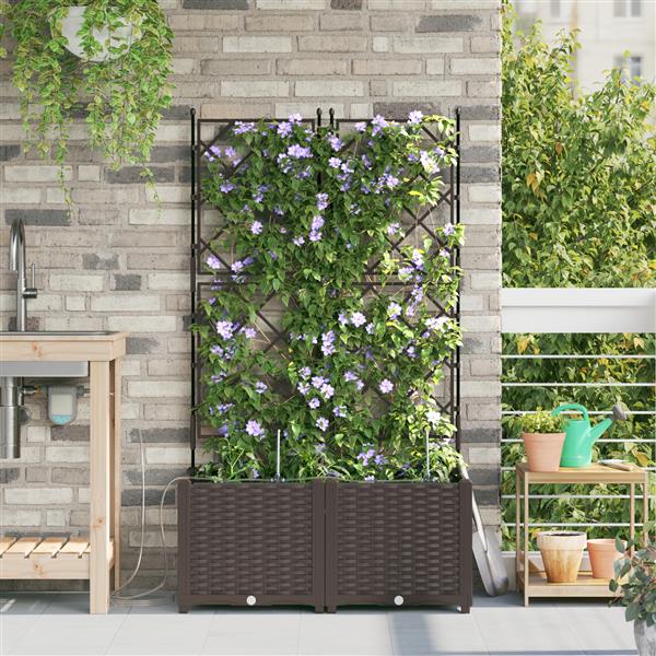 Grote foto vidaxl plantenbakken 2 st met waterirrigatiesysteem bruin tuin en terras overige tuin en terras