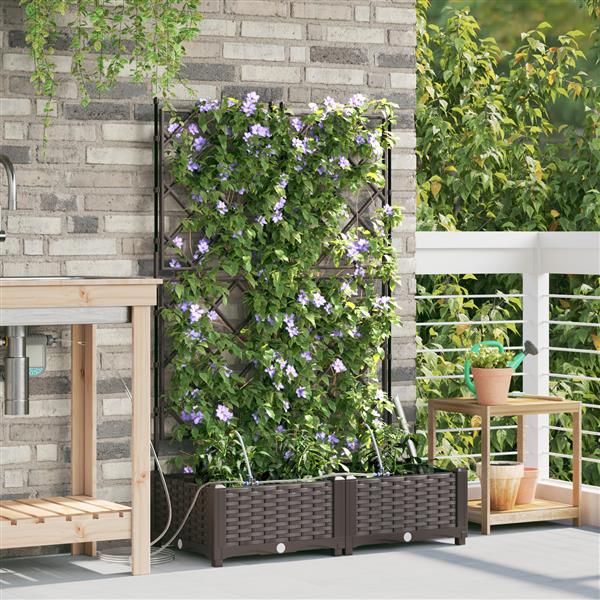 Grote foto vidaxl plantenbakken 2 st met waterirrigatiesysteem bruin tuin en terras overige tuin en terras