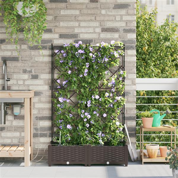 Grote foto vidaxl plantenbakken 2 st met waterirrigatiesysteem bruin tuin en terras overige tuin en terras