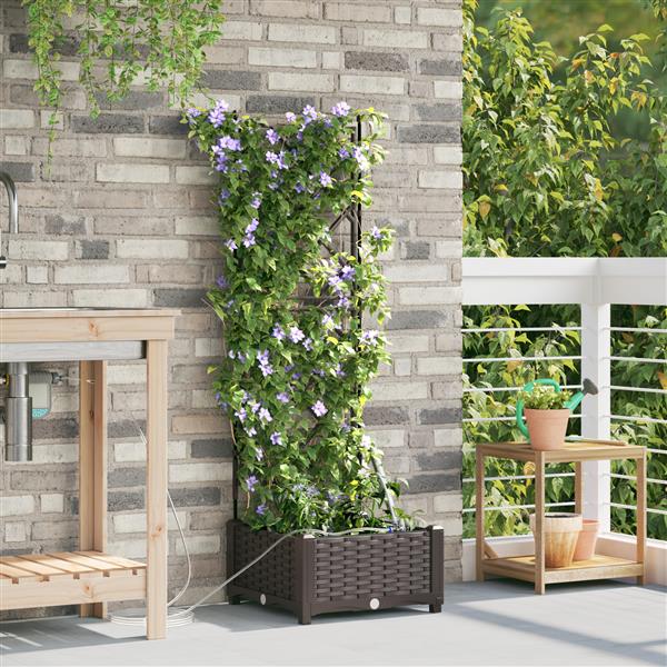 Grote foto vidaxl plantenbak met waterirrigatiesysteem bruin tuin en terras overige tuin en terras