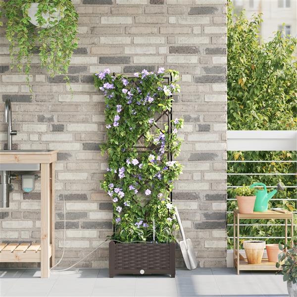 Grote foto vidaxl plantenbak met waterirrigatiesysteem bruin tuin en terras overige tuin en terras