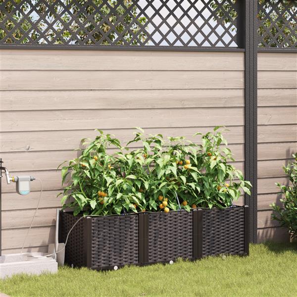 Grote foto vidaxl plantenbakken 3 st met waterirrigatiesysteem bruin tuin en terras overige tuin en terras