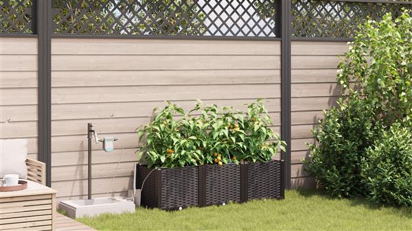 Grote foto vidaxl plantenbakken 3 st met waterirrigatiesysteem bruin tuin en terras overige tuin en terras