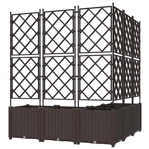 Grote foto vidaxl plantenbakken 5 st met latwerk 120x120x143 cm bruin tuin en terras overige tuin en terras